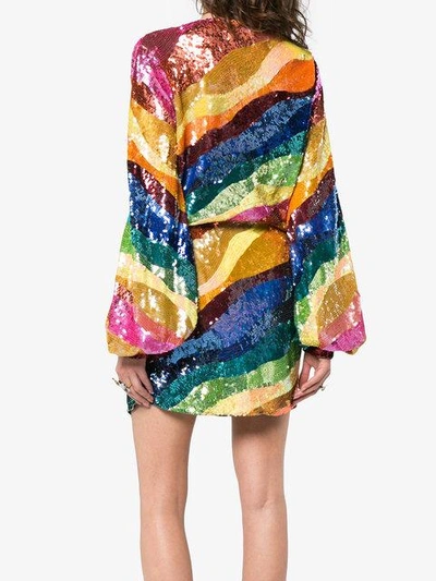Shop Attico Striped Sequin Mini Dress
