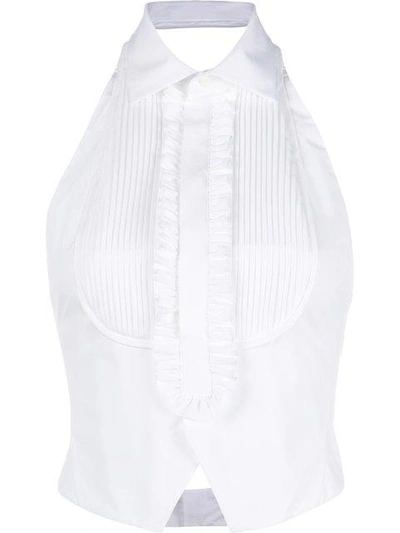 Shop Dsquared2 Front Bib Frill Blouse In White