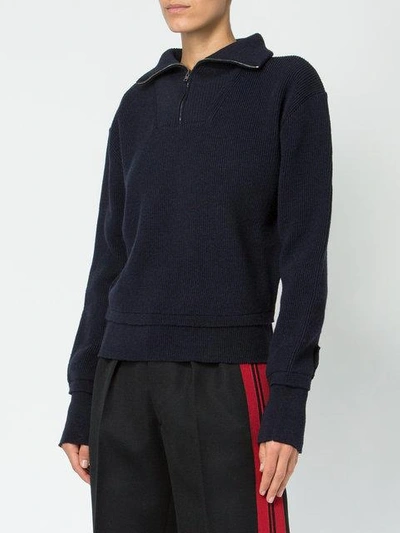 Shop Maison Margiela Zipped Knitted Top - Blue