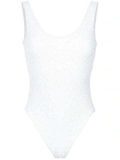 Shop Amir Slama Knit Swimsuit In White