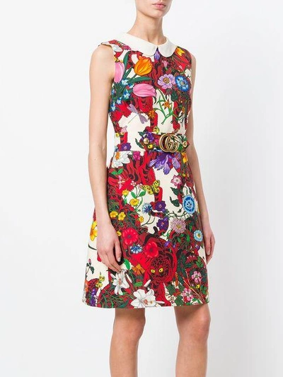 Shop Gucci Floral Print Dress In Multicolour