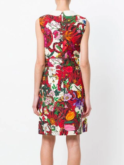 Shop Gucci Floral Print Dress In Multicolour