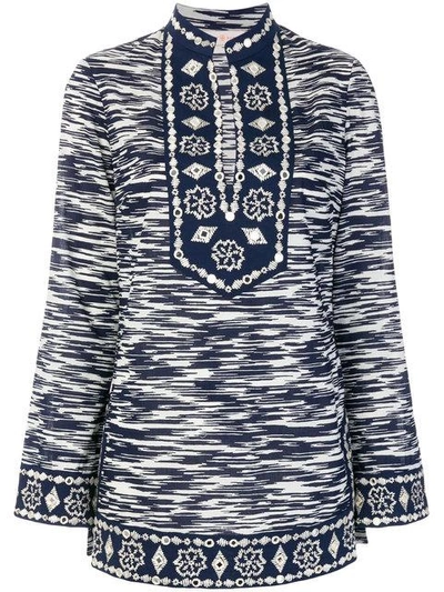 Shop Tory Burch Embellished Tory Tunic In Blue