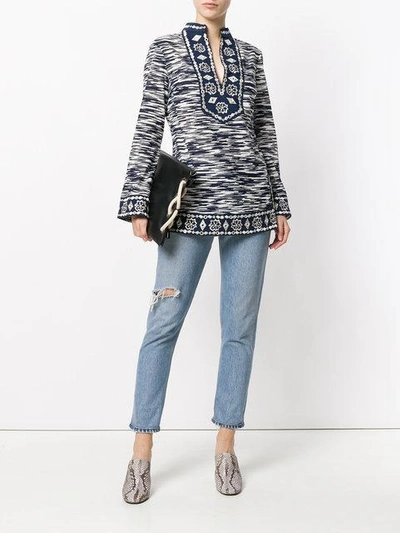 Shop Tory Burch Embellished Tory Tunic In Blue