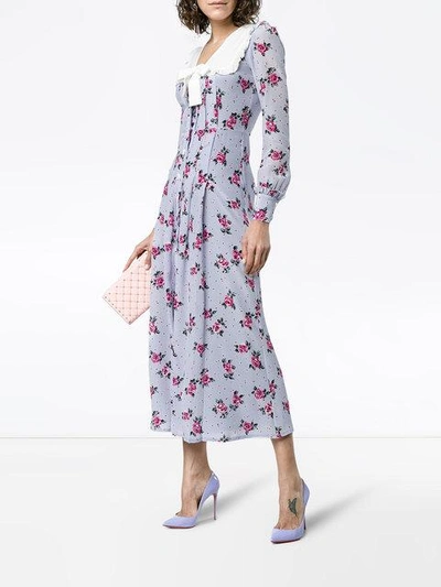 Shop Alessandra Rich Rose Print Silk Dress - Pink