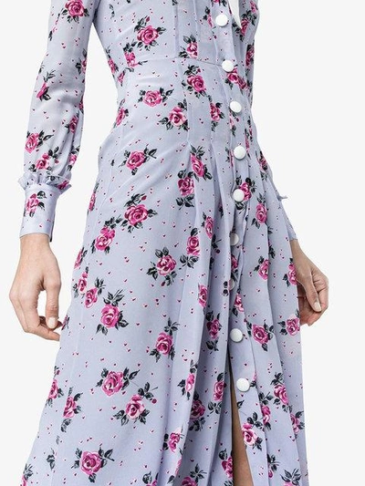 Shop Alessandra Rich Rose Print Silk Dress - Pink