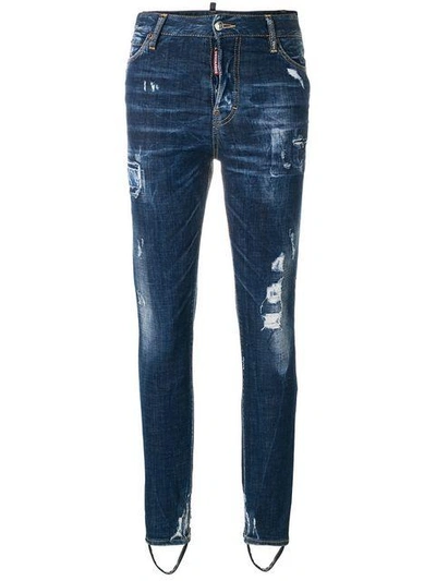 Shop Dsquared2 Stirrup Ripped Jeans - Blue