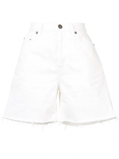 Shop Saint Laurent Baggy Frayed Shorts - White