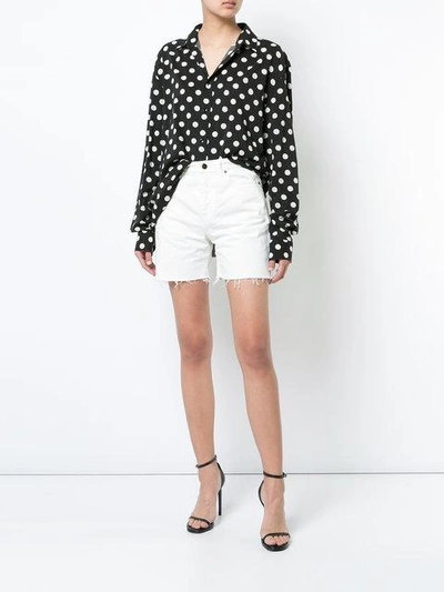 Shop Saint Laurent Baggy Frayed Shorts - White