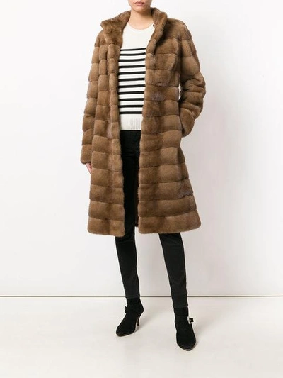Shop Liska Valencia Fur Coat In Pastel