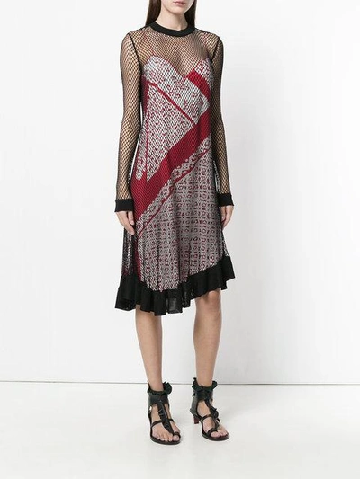 Shop Altuzarra Engineered Animal Stripe Print Cami Dress With Mesh Overlayer In Multicolour