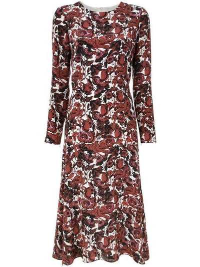 Shop Andrea Marques Lisbon Print Midi Dress In Est Lisboa Vermelha