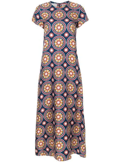 Shop La Doublej Printed Maxi Swing Dress In Blue