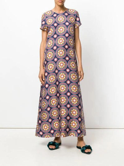 Shop La Doublej Printed Maxi Swing Dress In Blue