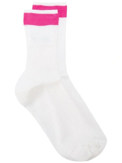 Shop Valentino Ribbed Socks In White