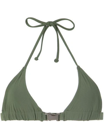 Shop Gloria Coelho Buckle Triangle Bikini Top In Green