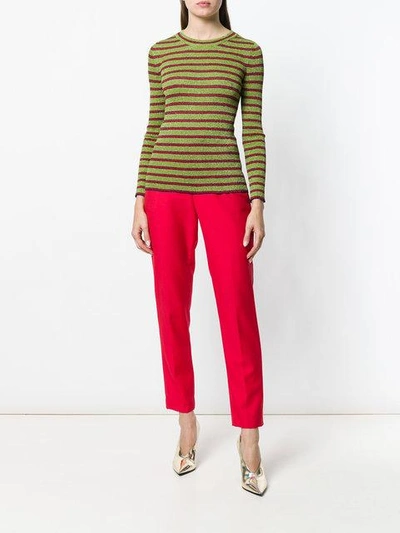 Shop Missoni Striped Knitted Top In Green