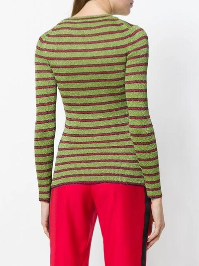 Shop Missoni Striped Knitted Top In Green