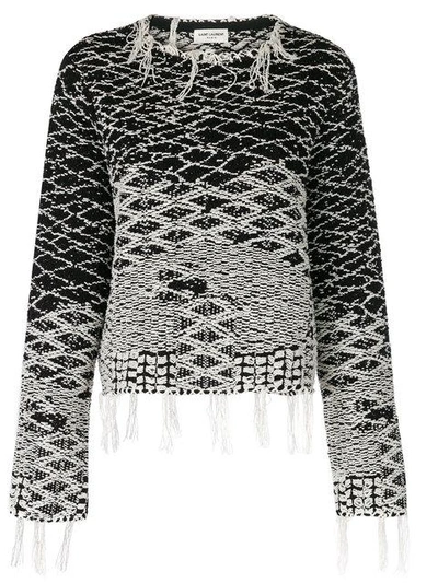 Shop Saint Laurent Berber Jacquard Sweater - Black