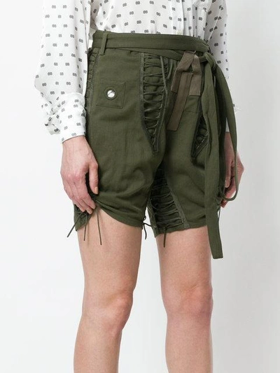 Shop Saint Laurent Drawstring Tie-detail Shorts In Green