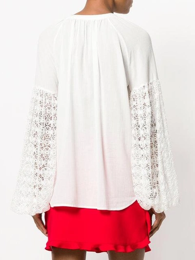 Shop Wandering Lace Sleeves Blouse - White