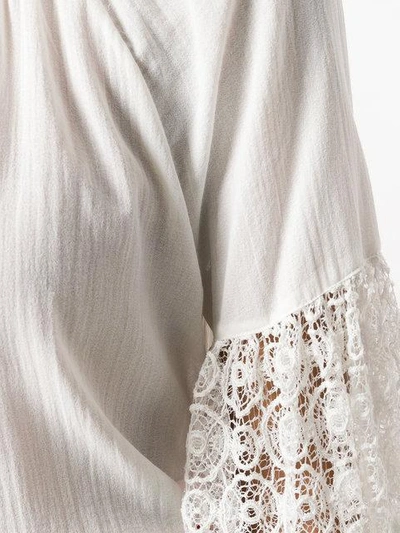 Shop Wandering Lace Sleeves Blouse - White