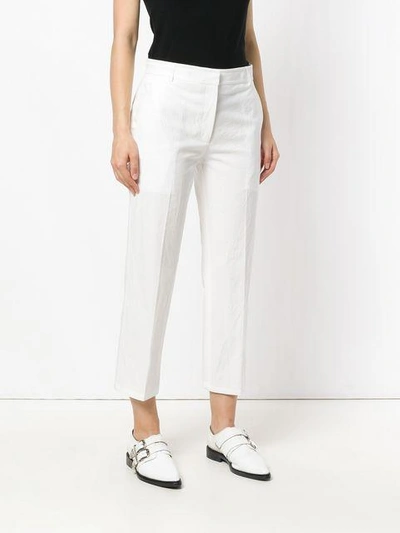 Shop Thom Browne Cropped Tailored Trousers In White