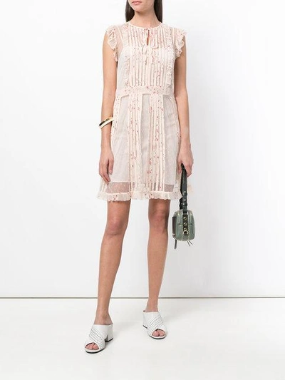 Shop Red Valentino Floral Pleated Dress In Neutrals