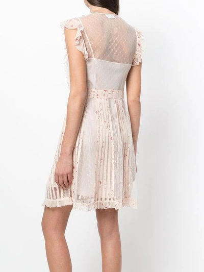 Shop Red Valentino Floral Pleated Dress In Neutrals