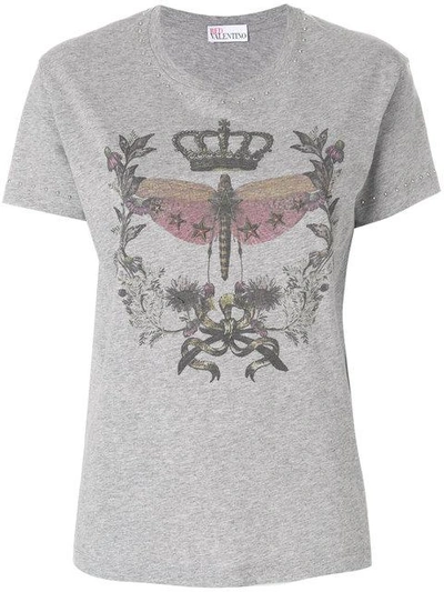 Shop Red Valentino Star Studded Print T-shirt In Grey