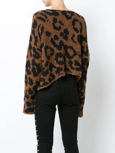 Shop Amiri Leopard Knitted Top In Brown
