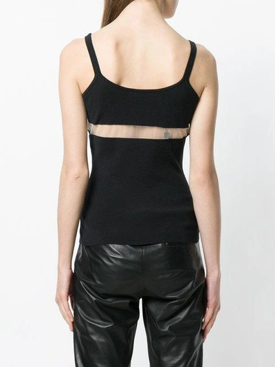 logo embroidered sheer panel top