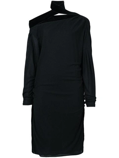 Shop Tom Ford Off Shoulder Ruched Dress In Black