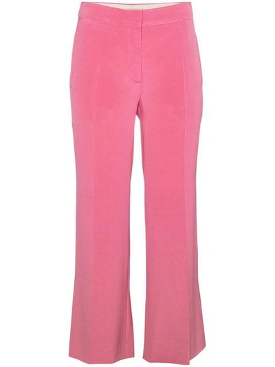 Shop Valentino Silk Cropped Trousers In Pink