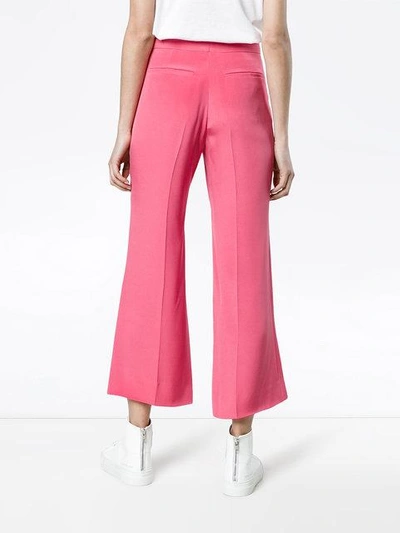 Shop Valentino Silk Cropped Trousers In Pink
