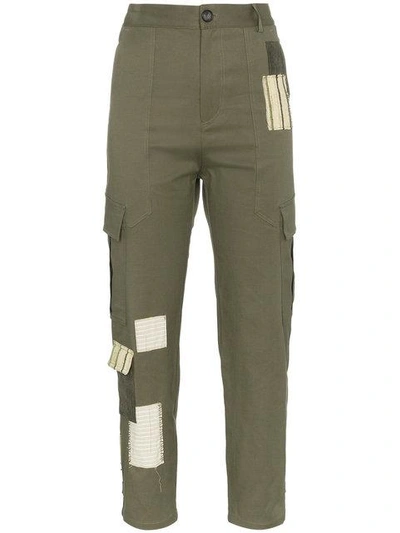 Shop 78 Stitches Green Combat Trousers With Patchwork