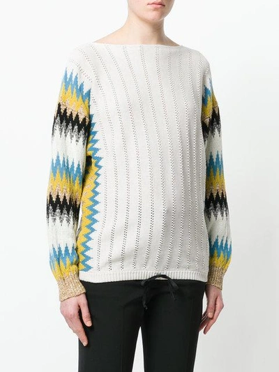 Shop Roberto Collina Zigzag Sleeve Sweater - Nude & Neutrals