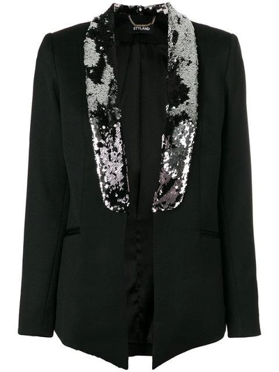 Shop Styland Sequin Embellished Blazer In Black