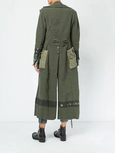 Shop Greg Lauren Contrast Sleeve Military Coat - Green