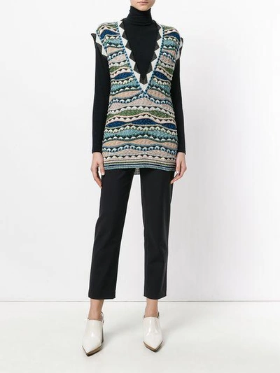 Shop Missoni V-neck Striped Knit Vest - Multicolour