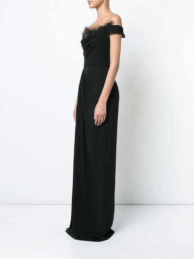 Shop Marchesa Notte Off-shoulder Maxi Dress In Black