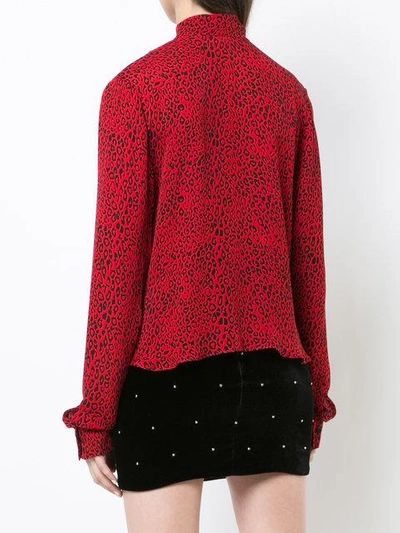 Shop Amiri Tie Neck Leopard Print Blouse - Red