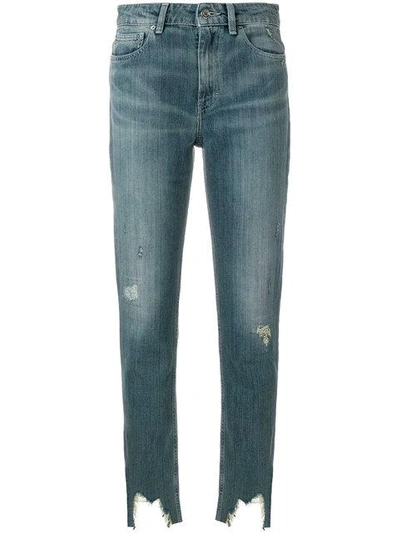 Shop Iro Stonewashed Distressed Hem Skinny Jeans - Blue