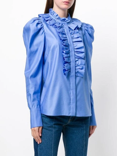 Shop Stella Mccartney Ruffled Neck Shirt In Blue/4960