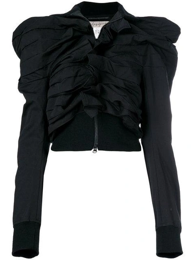 Shop Yohji Yamamoto Ruched Structured Shoulder Jacket