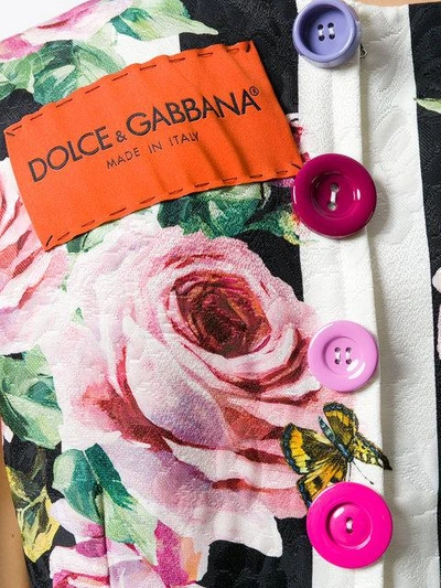 Shop Dolce & Gabbana Stripe Rose Printed Dress - Multicolour