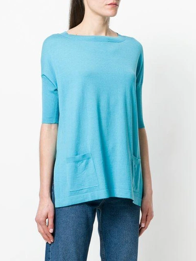Shop Snobby Sheep Flared Short-sleeve Top In Blue