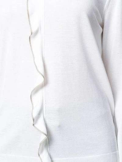 Shop Agnona Ruffle Front Sweater - White