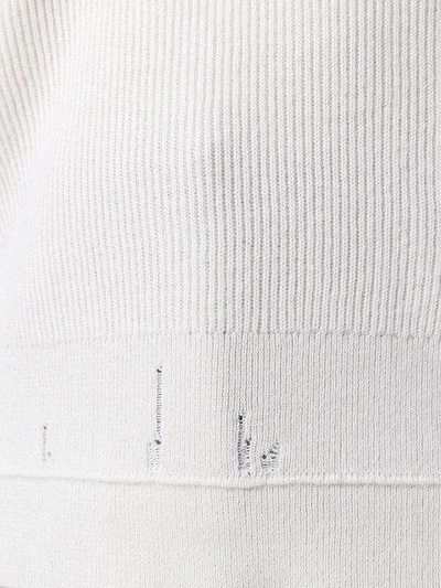 Shop Helmut Lang Distressed-pullover Mit V-ausschnitt - Nude In Neutrals