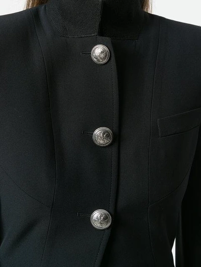 Shop Alexander Mcqueen High Collar Buttoned Jacket